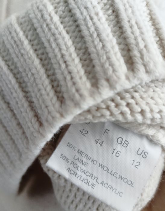 L XL XXL oversize beżowy sweter rozpinany kardigan 50% merino idealny