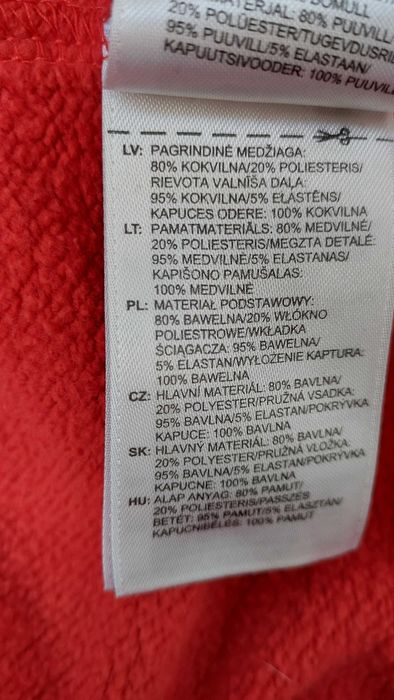 Bawełniana czerwona bluza z kapturem REEBOK CrossFit, R. L