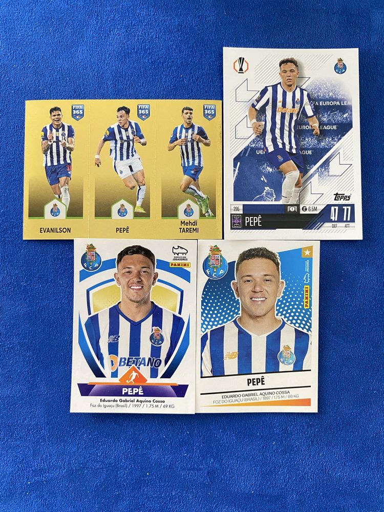 Cromos e Carta Pepê FCP Futebol Clube do Porto Panini e Topps