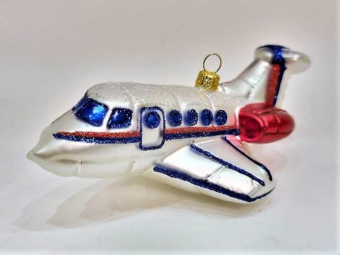 Samolot pasażerski - szklana bombka choinkowa 13s55 bombkizebra