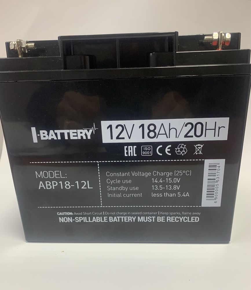 Аккумулятор 12В 18АЧ для ИБП I-BATTERY ABP-18-12L