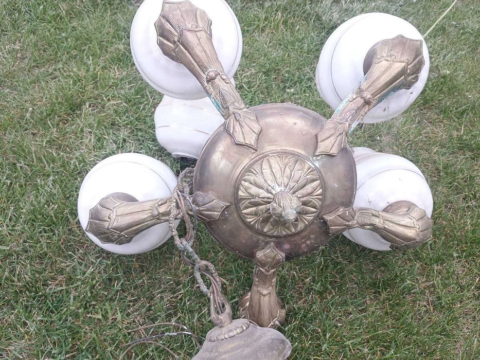 Żyrandol mosiężny 5-cio ramienny