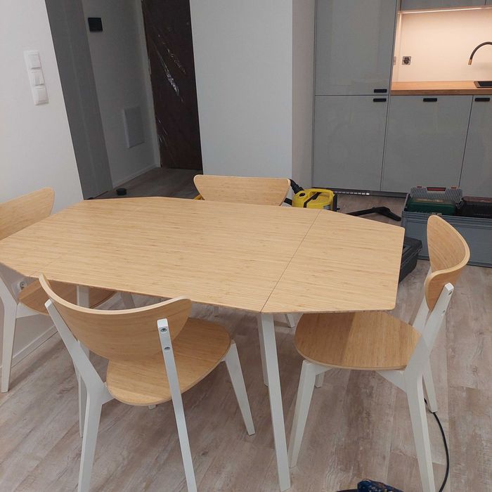 Stół rozkładany bambus + 4 krzesła Ikea PS 2012