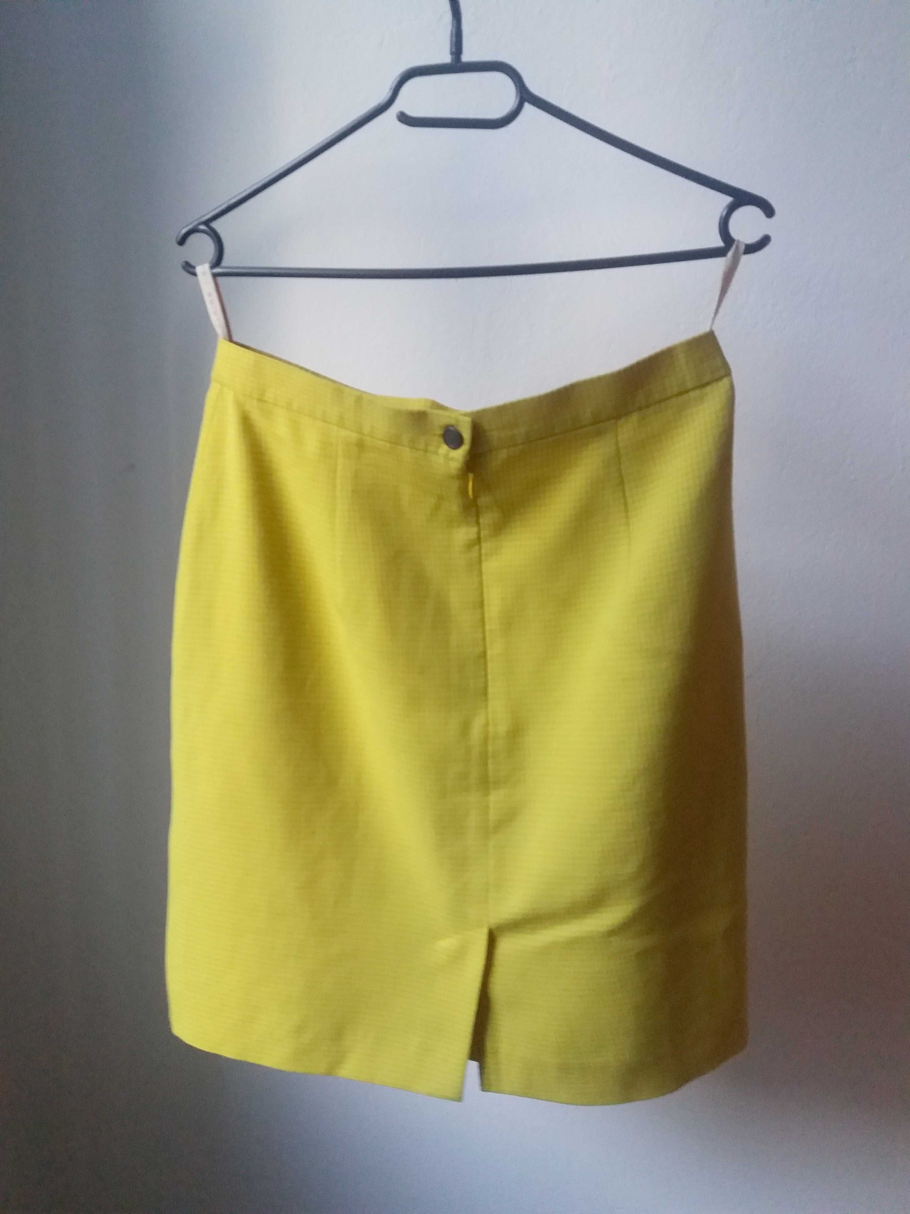 Spódnica ołówkowa cytrynowa żółta w kratkę Claire vintage retro