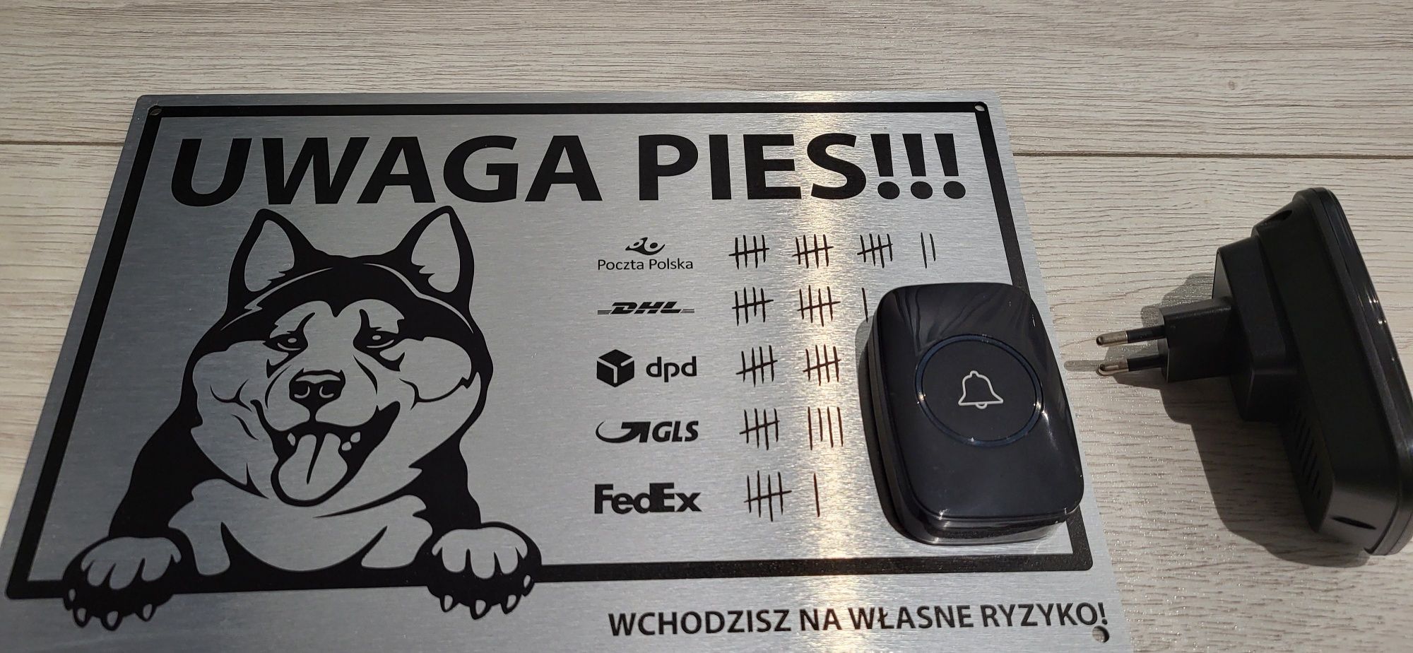 Jak nowa Tabliczka  UWAGA PIES+ dzwonek