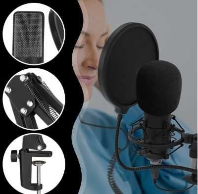 Mikrofon studyjny, pojemnościowy, USB Jack. Duży zestaw gamingowy