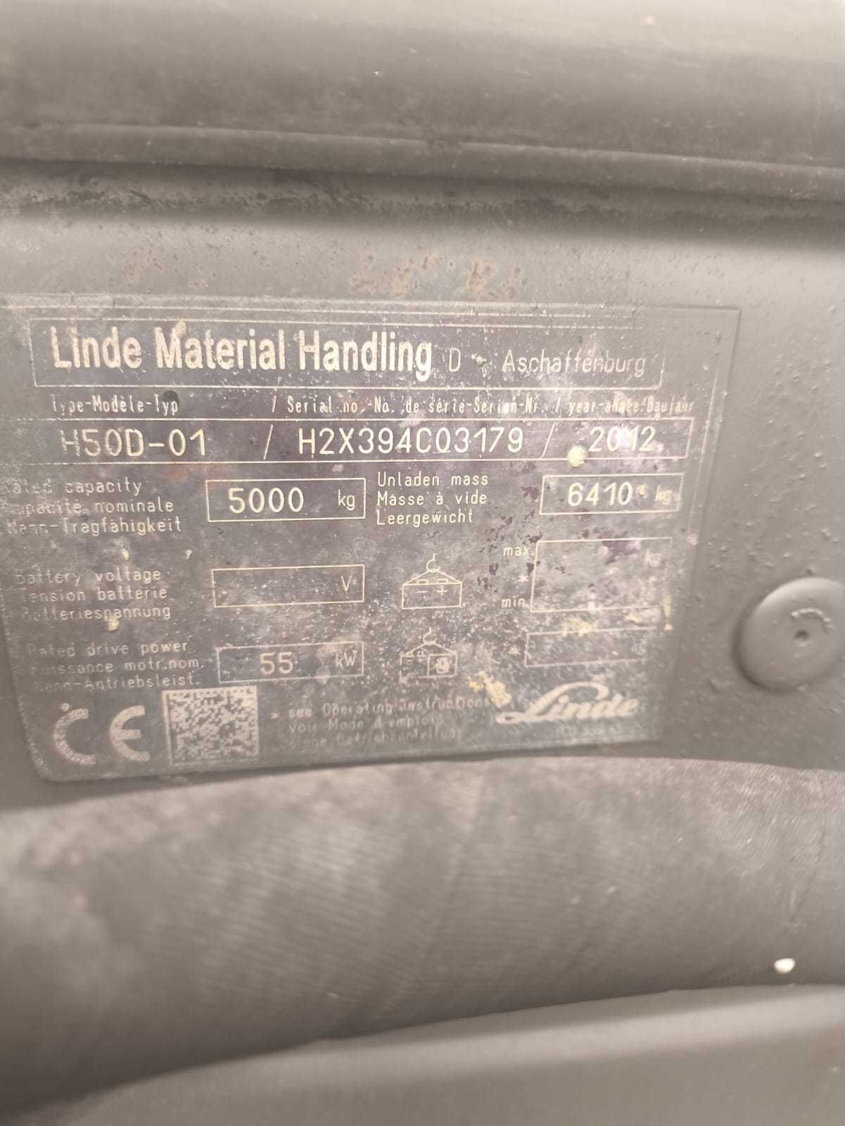 Wózek widłowy LINDE H50D DIESEL 5000kg kabina 4 sekcje Nowe opony