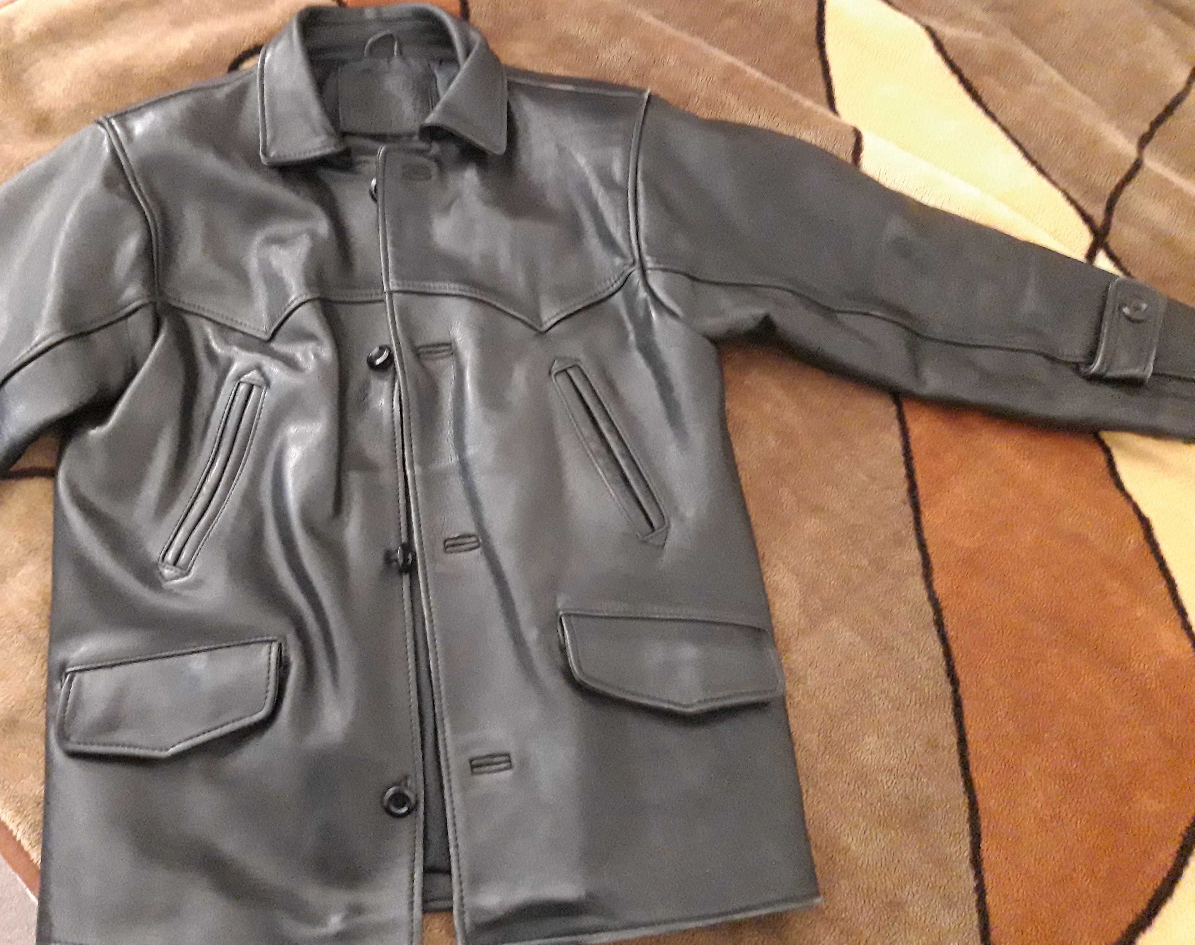 Wspaniała skóra naturalna, kurtka skórzana vintage, oversize L