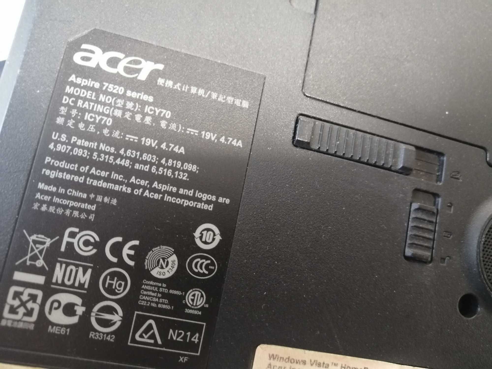 Для учёбы Acer Aspire 7520 17" 320gb 2gb  Intel Core 2 Duo