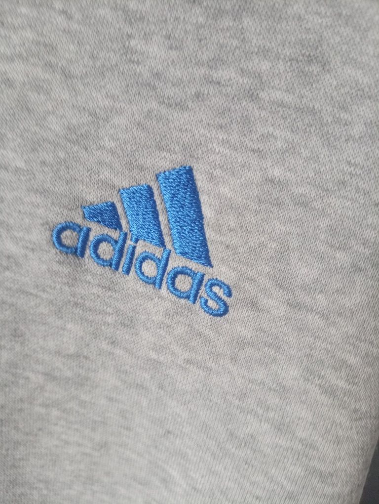 Bluza męska Adidas szara z kapturem z kieszeniami rozmiar L