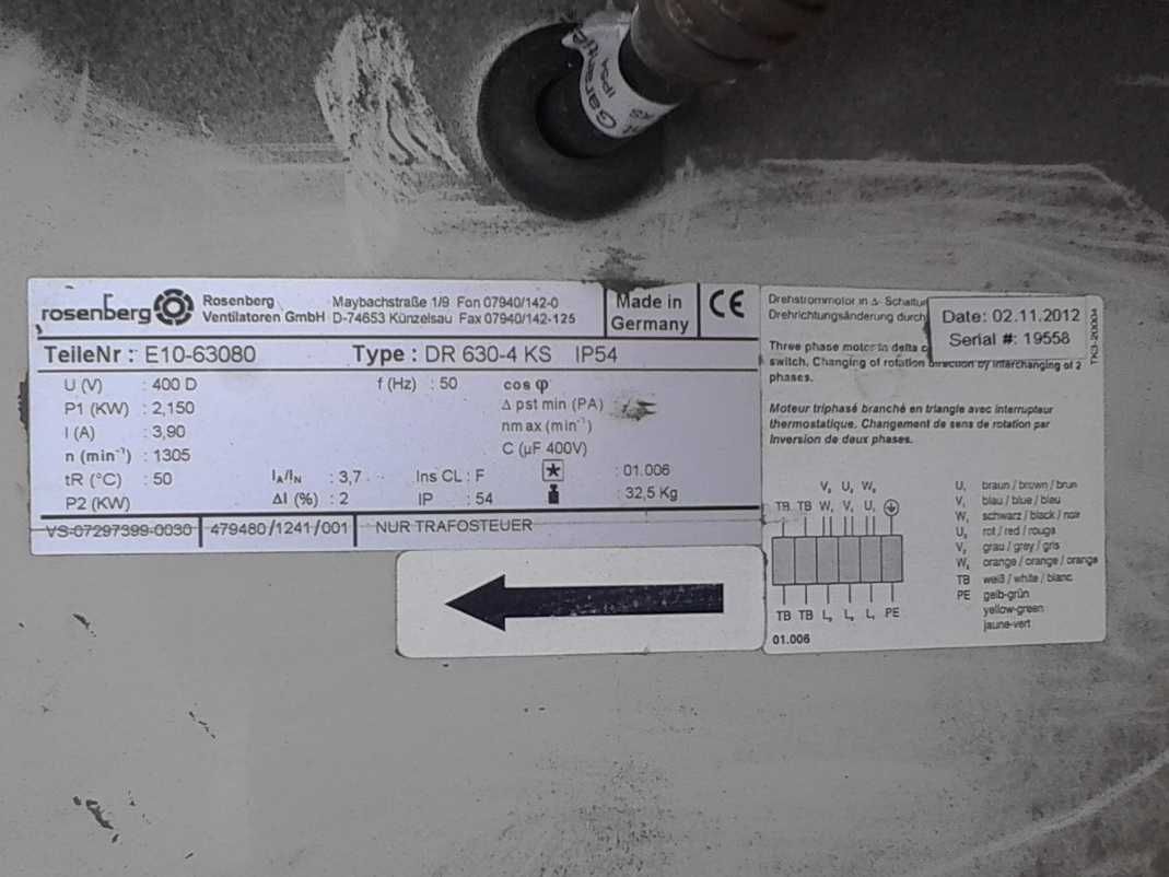 Вентилятор промисловий Rosenberg dr-630-4-e10-63080