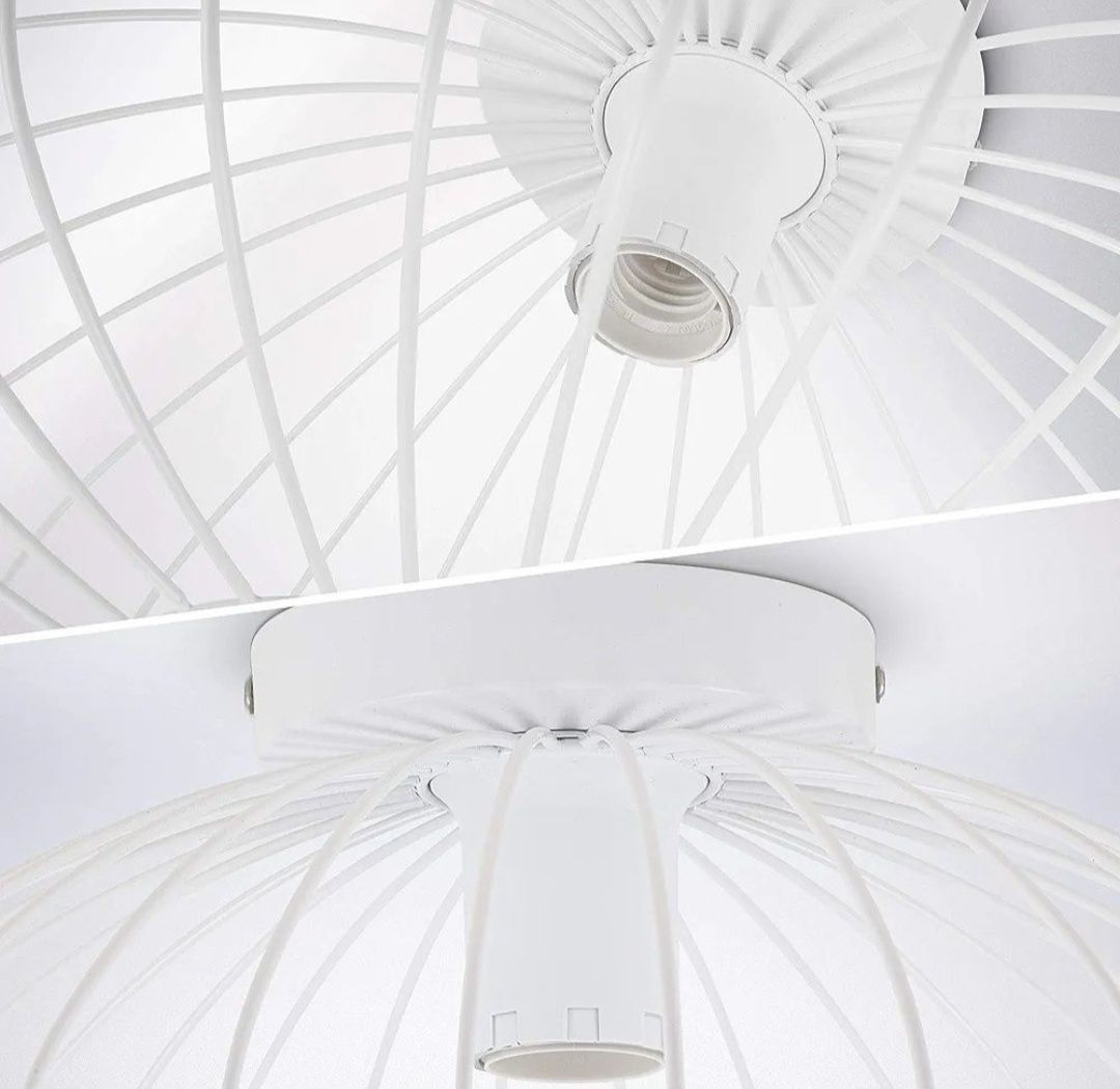 B.K.Light lampa sufitowa plafon biały metalowy druciany industrial