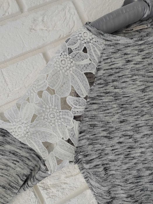 Bluza  bluzka z koronką House szara melanżowa