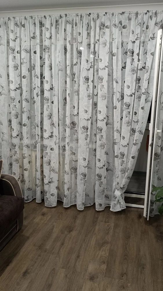 Тюль батист з квітами в кольорах гардины, занавескана кухню штори