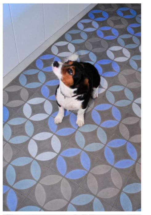 Kafle płytki ceramiczne 6,5m2  "Kółka z pieskiem", Purpura, impregnaty