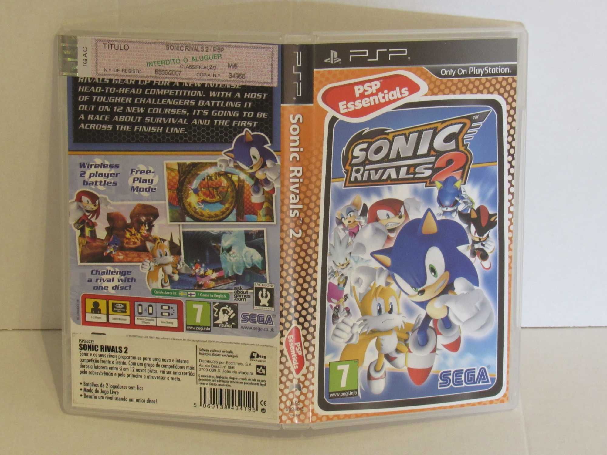 Jogo PSP Playstation Portable Sonic Rivals 2 completo testado