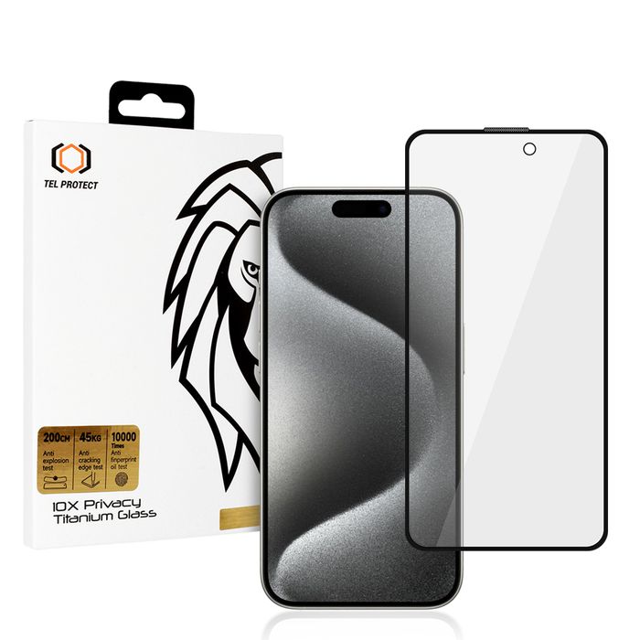 Hartowane szkło Tel Protect 10X Privacy Titanium do Iphone 15 Pro Max