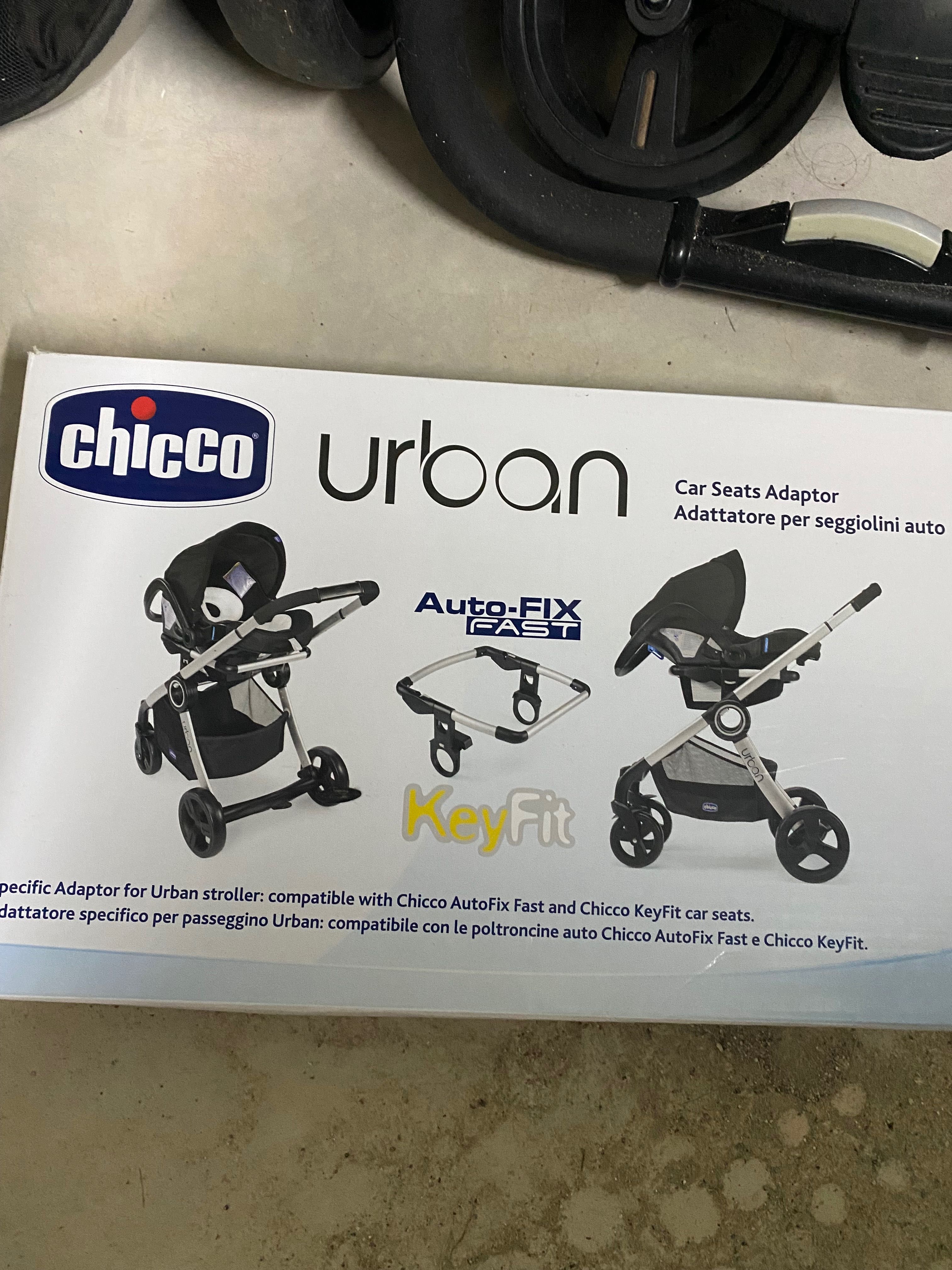 Carrinho de bebé chicco, ovo, adaptador e capas
