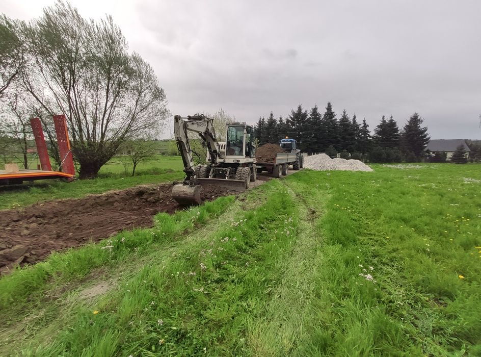 Budowa wjazdów dróg, wykopy pod piwnice fundamenty wyburzenia
