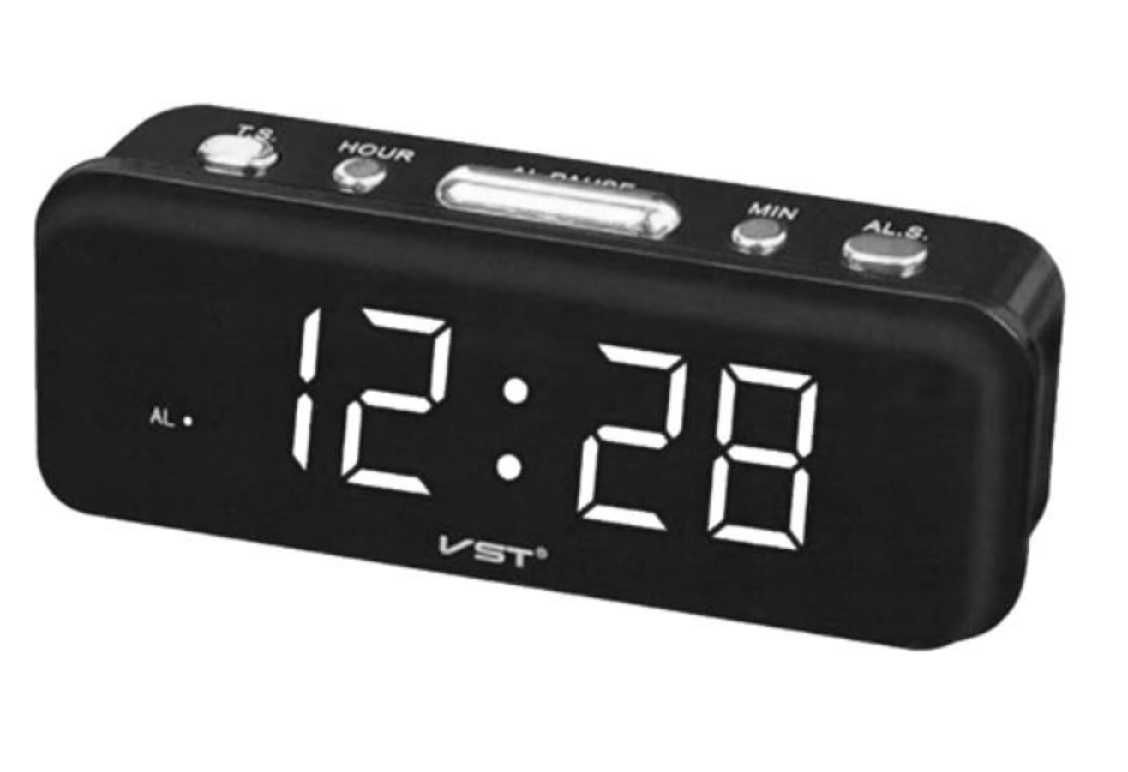 BUDZIK ZEGAR ALARM elektroniczny led VST-738 białe cyfry