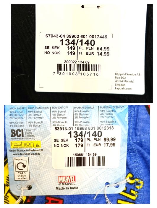 Bokserki majtki (7szt.) KAPPAHL, MARVEL, SUPER MARIO r.134/140 (NOWE)