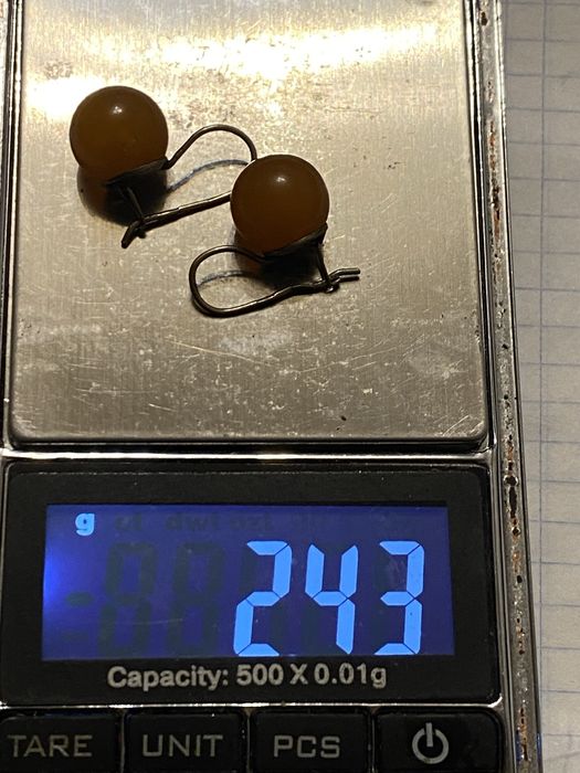 Серебряные серьги с янтарем СССР.