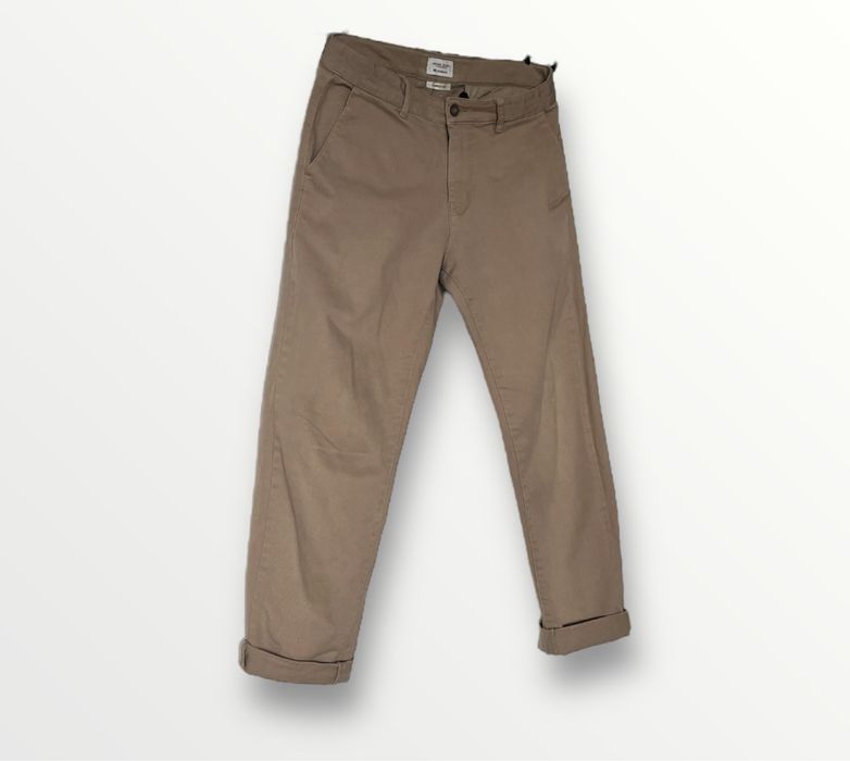 Beżowe Spodnie Chino Carrot Fit