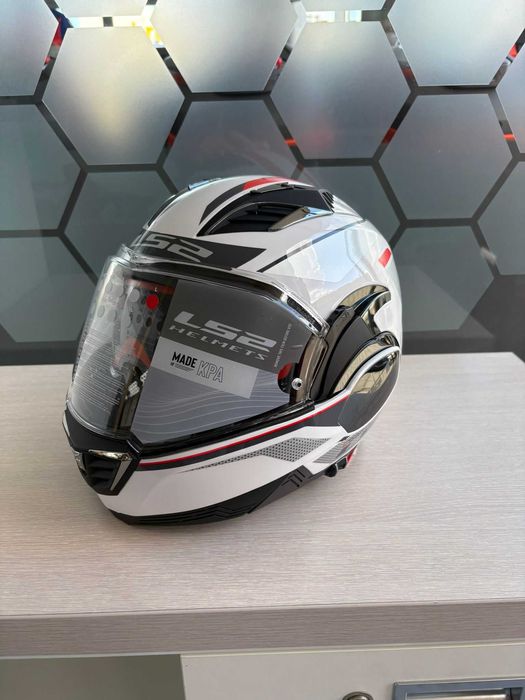 Kask motocyklowy LS2 VALIANT II Biało-czerwony roz.L