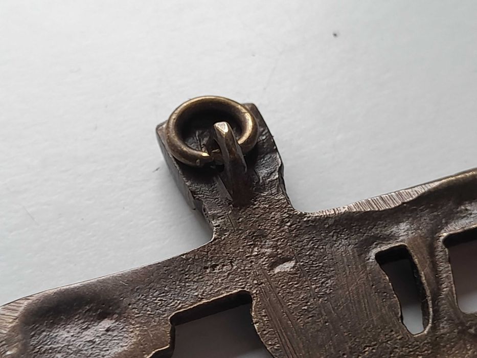 Mała ikona Święty Jerzy zabijający smoka (mosiężna, kwadratowa)