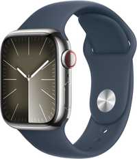 Apple Watch Series 9 GPS LTE 41mm Silver Steel Storm Blue Sport M/L