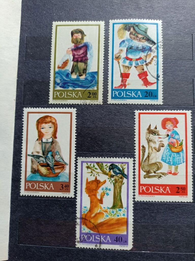 Klaser ze znaczkami, głównie bajki polskie, redonda, Grenada