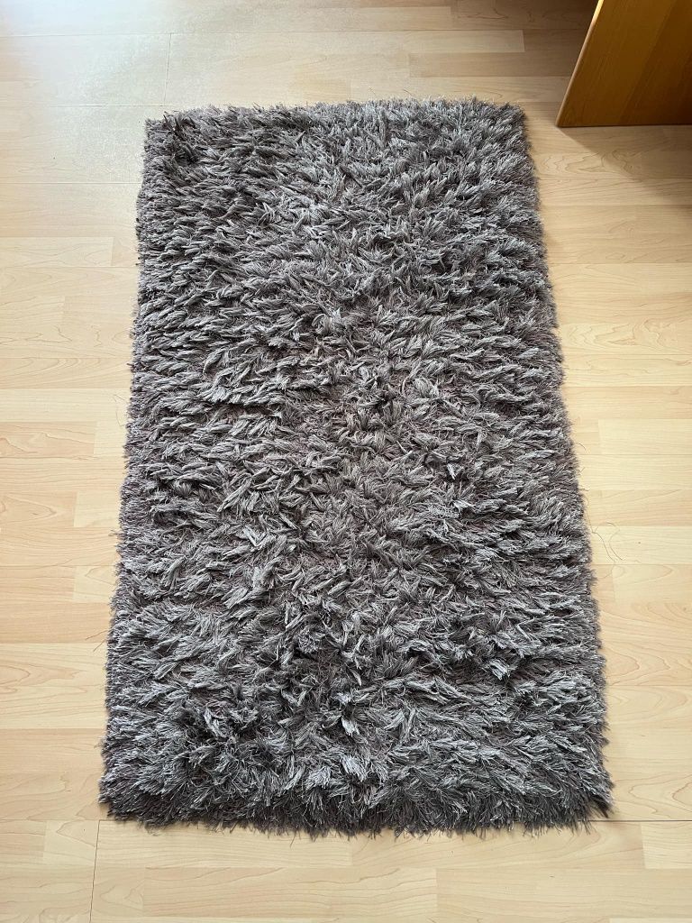 Dywan Shaggy z długim włosiem futrzak ciemnoszary srebrny 135x75 cm