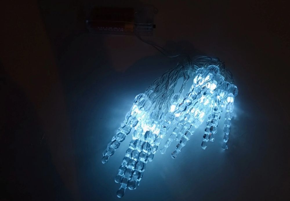 Lampki sople na baterie biały zimny 20led