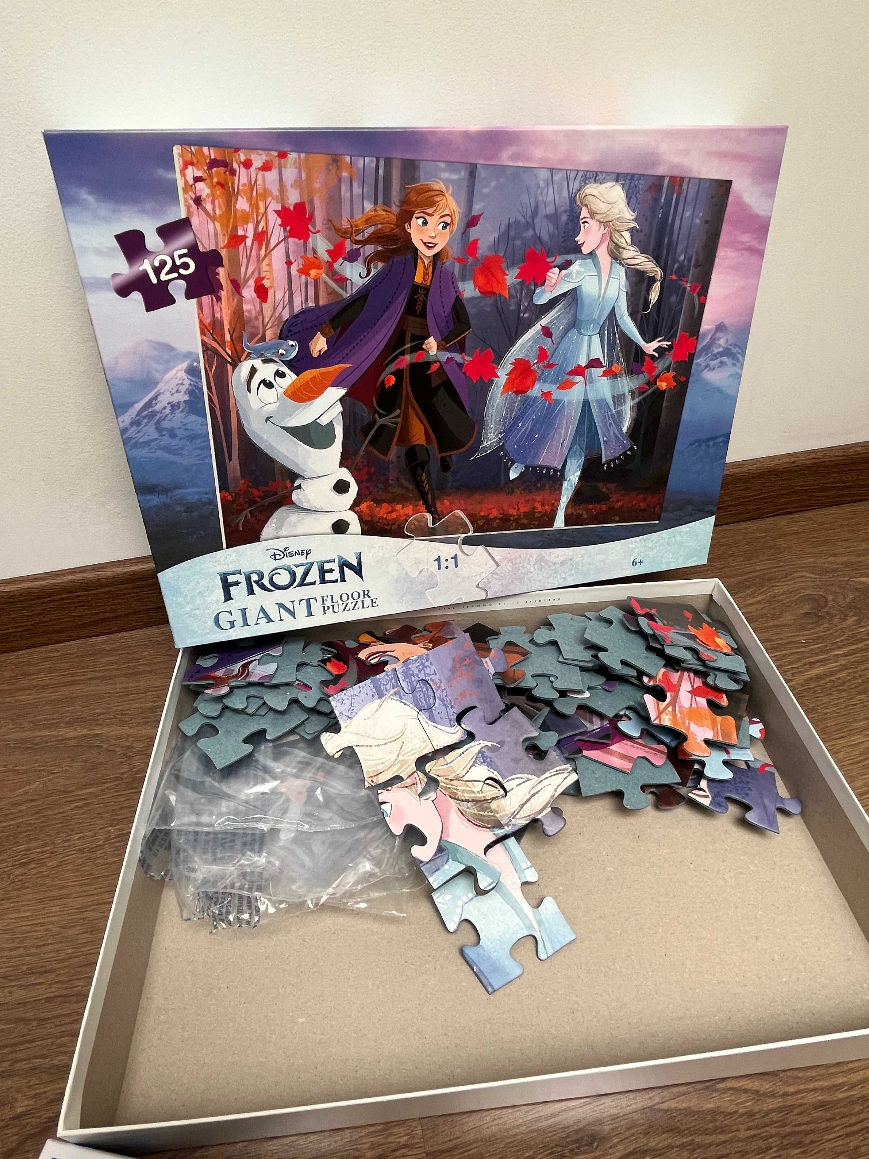 Duży Zestaw Maskotka + Lalka Elsa + Puzzle 2 szt Frozen kraina lodu