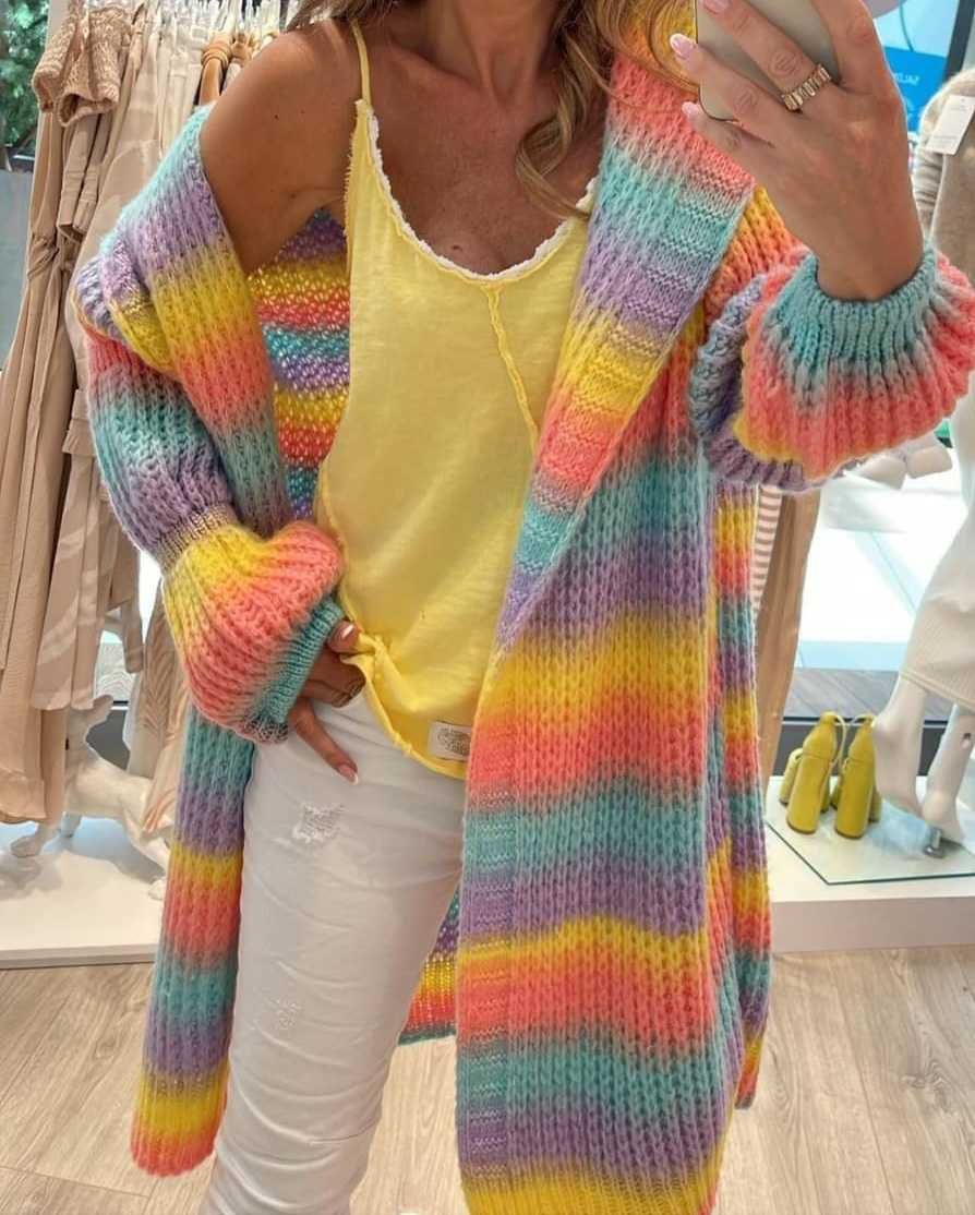 By o la la Sweter tęcza kolorowy kaptur