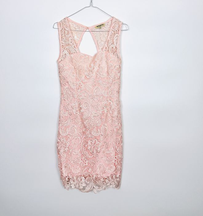 Różowa koronkowa sukienka koktajlowa M 38