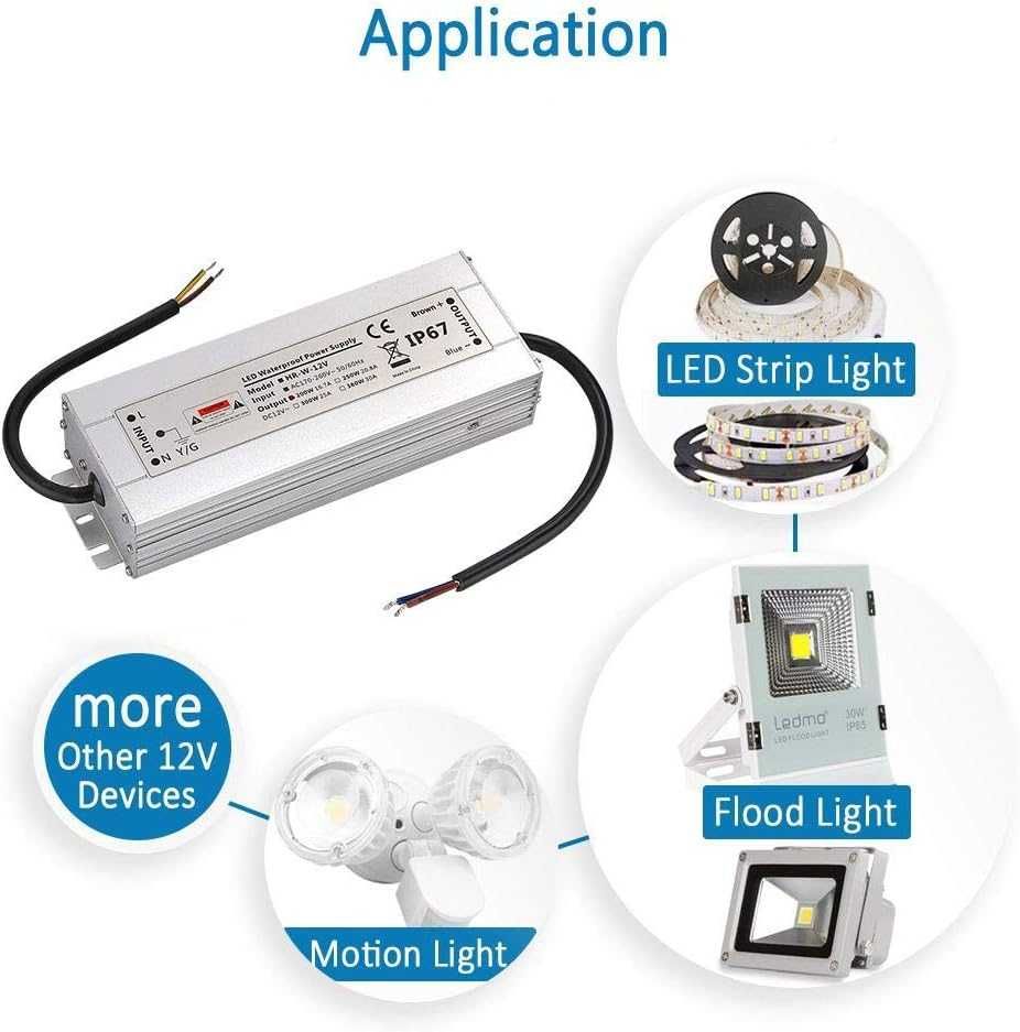 Transformator LED, 12V, 300W, 30A, IP67