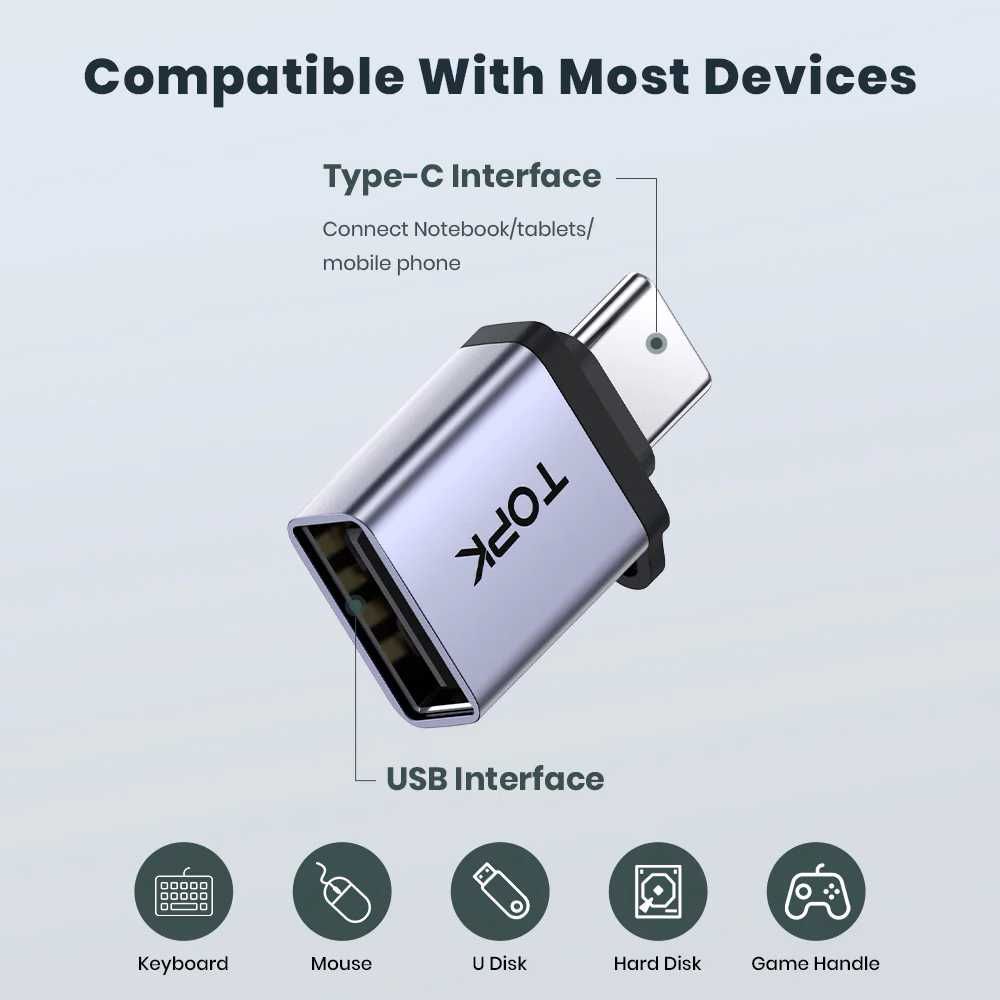 OTG адаптер USB Type-C до Type-A TOPK AT06