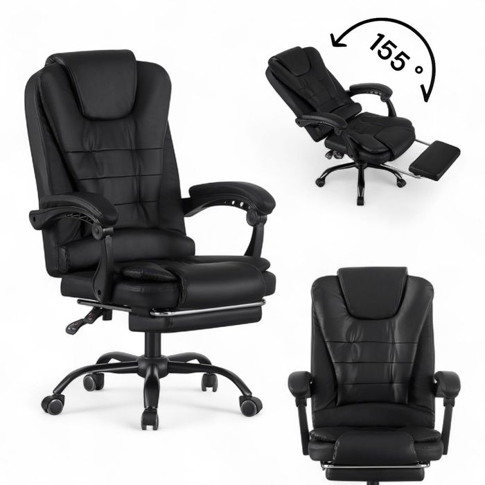 Designerskie Krzesło obrotowe biurowe obrotowe z podnóżkiem PREMIUM‼️