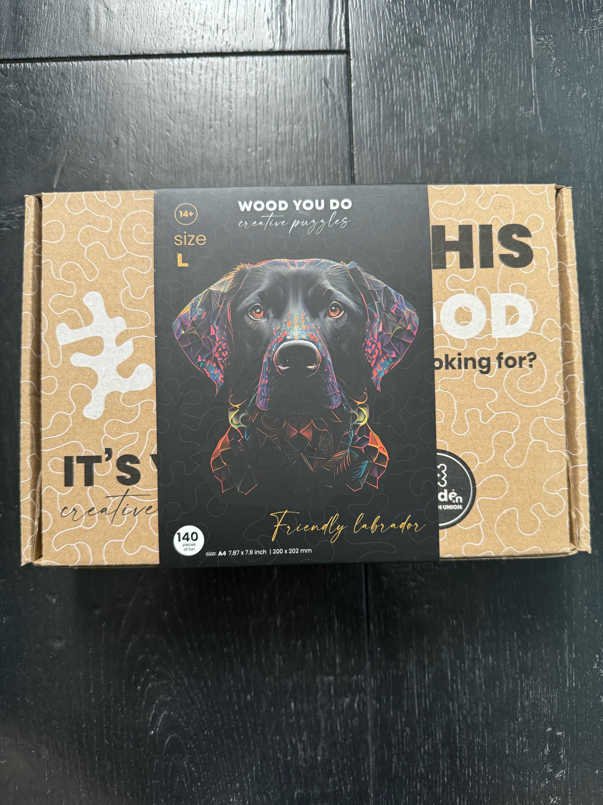 Puzzle drewniane marki WOOD YOU DO
pies Labrador