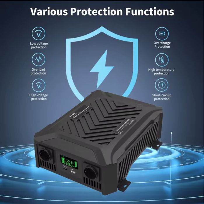 Інвертор DATOUBOSS 12В/24В ~>220В, чиста синусоїда, 1500/3000Вт 6000W