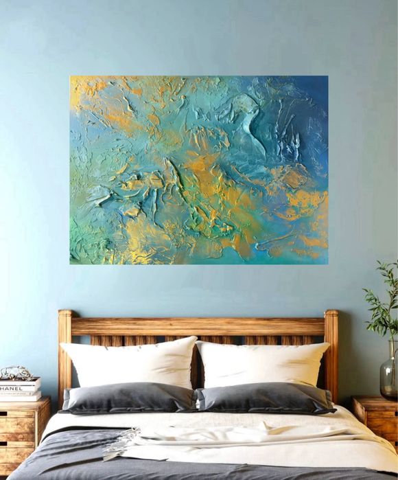 Obraz abstrakcyjny abstrakcja recznie malowany strukturalny