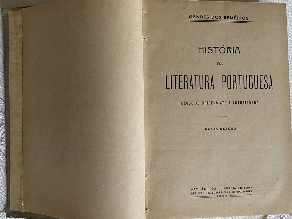 História da Literatura Portuguesa de Mendes dos Remédios
