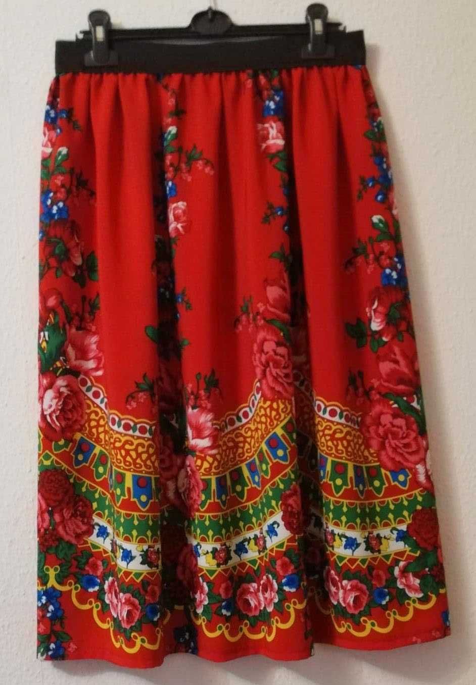 spódnica ludowa, góralska czerwona w kwiaty, 3XL(46)