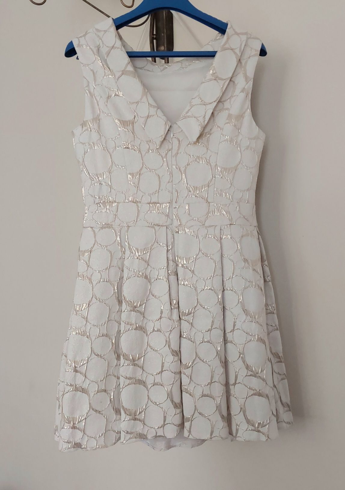 Elegancka sukienka kremowo-złota r. 38