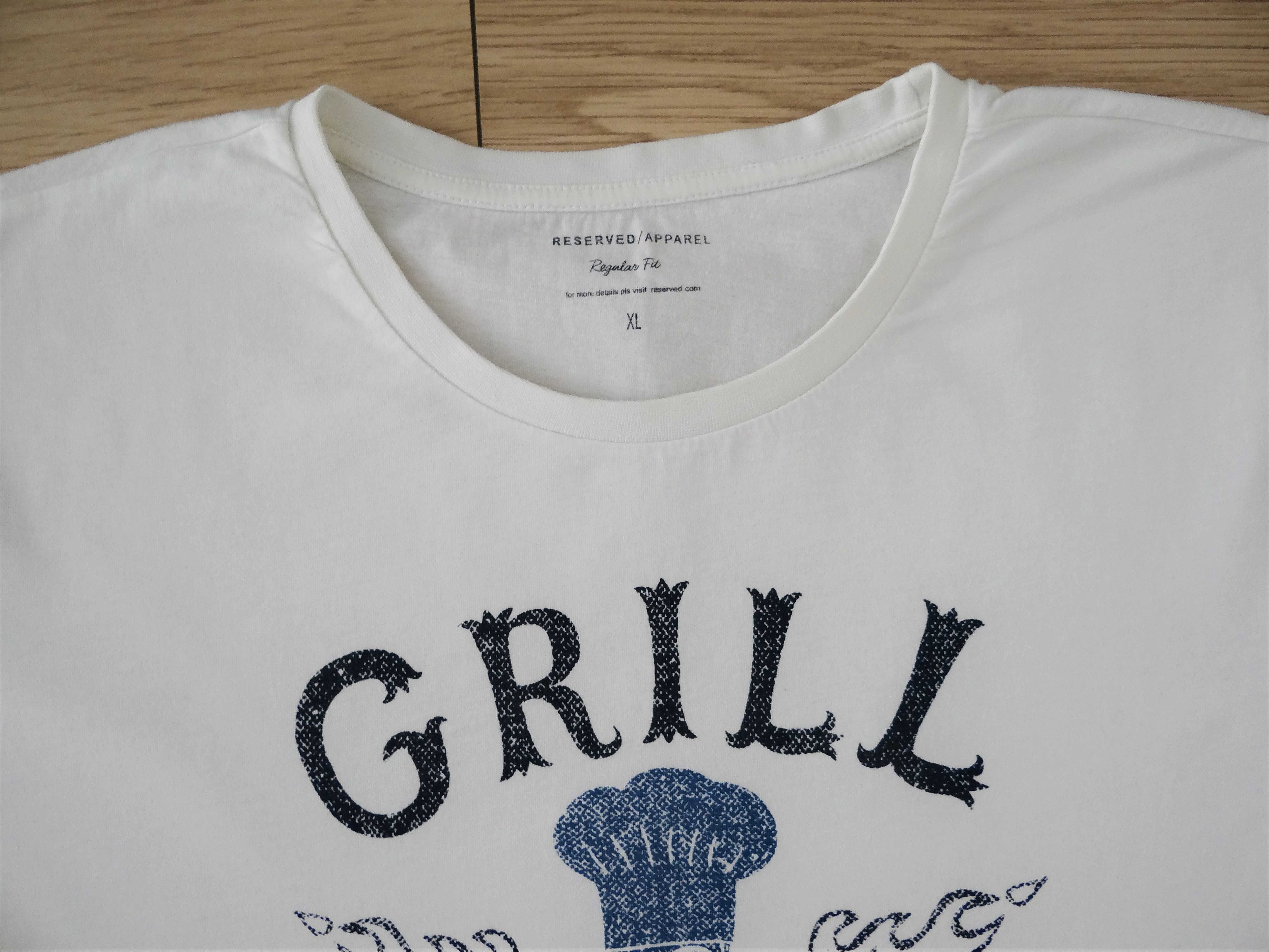 Biały t-shirt męski Grill Master | Reserved rozm. XL | stan bdb