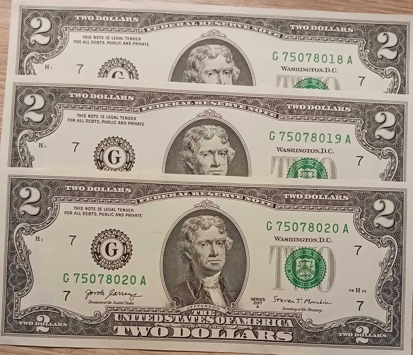 3 x 2 $ USA T.Jefferson-2017 r.-seria "A"-Chicago- Illinois-mennicze