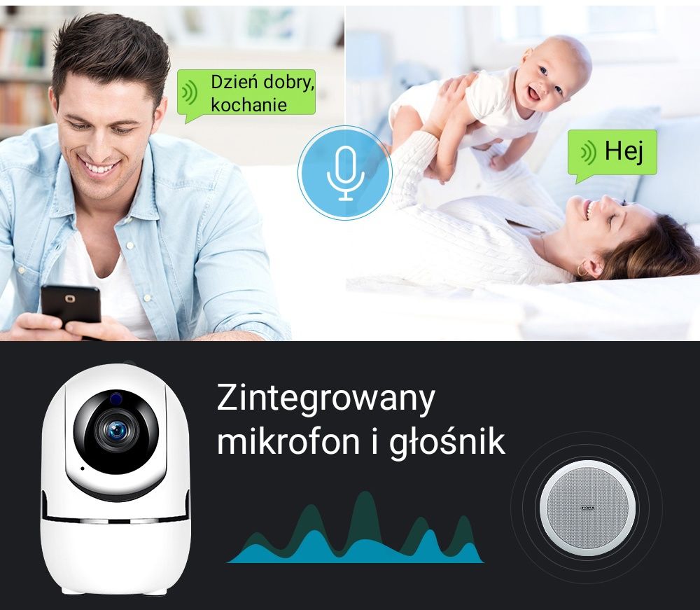 Niania elektroniczna IP kamera obrotowa HD 1080P Wi-Fi