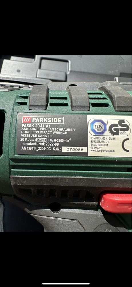 Акумуляторний ударний гайковерт для автомобільних дисків PASSK 20-Li