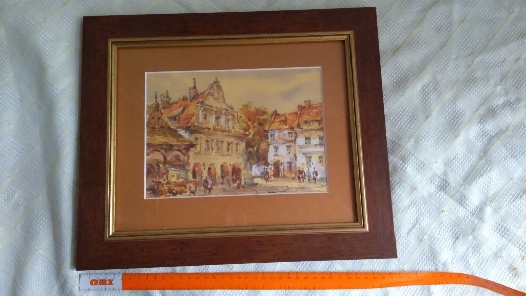 Obraz Kazimierz Dolny nad Wisłą , sygn.  Jan Grabski ,  akwarela , wym